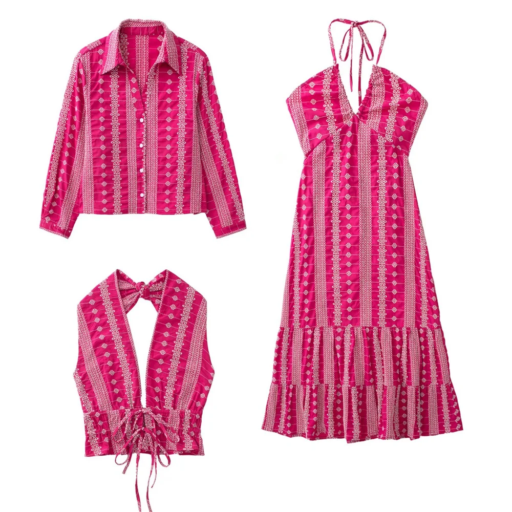 

Женское платье с вышивкой, ажурное платье миди с V-образным вырезом, многослойная декоративная эластичная юбка с высокой талией, лето 2022