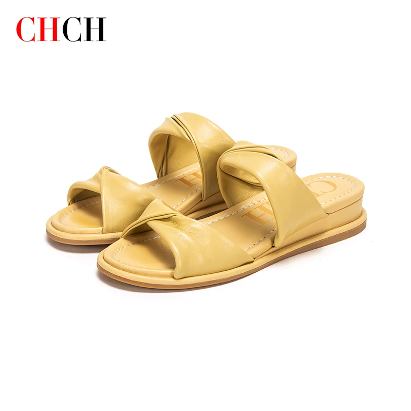 

Женские кожаные сандалии на плоской подошве, желтые и синие