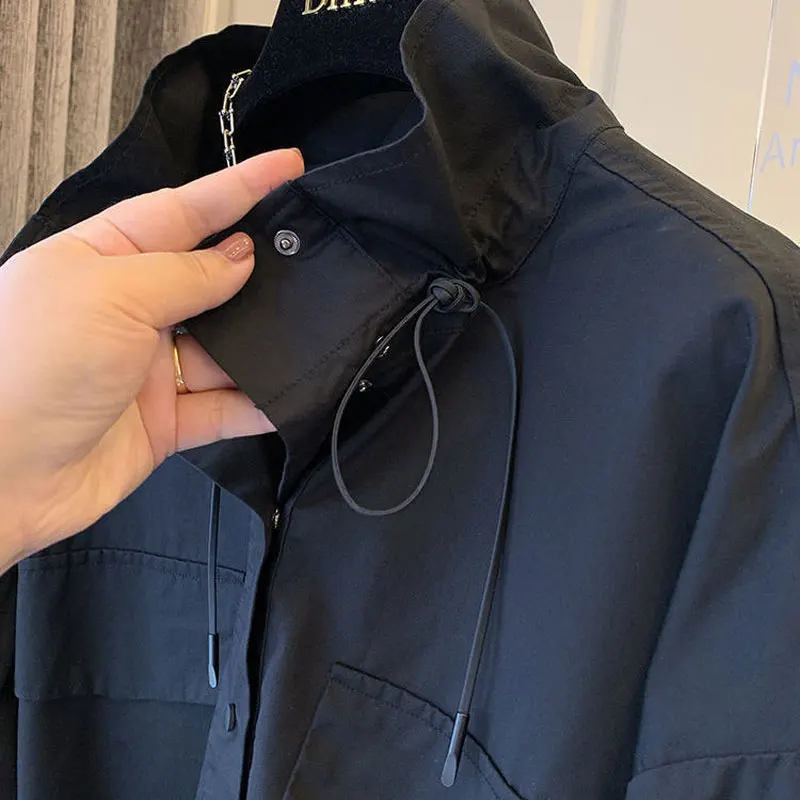 Блузка женская с воротником-стойкой свободная стильная Базовая Повседневная