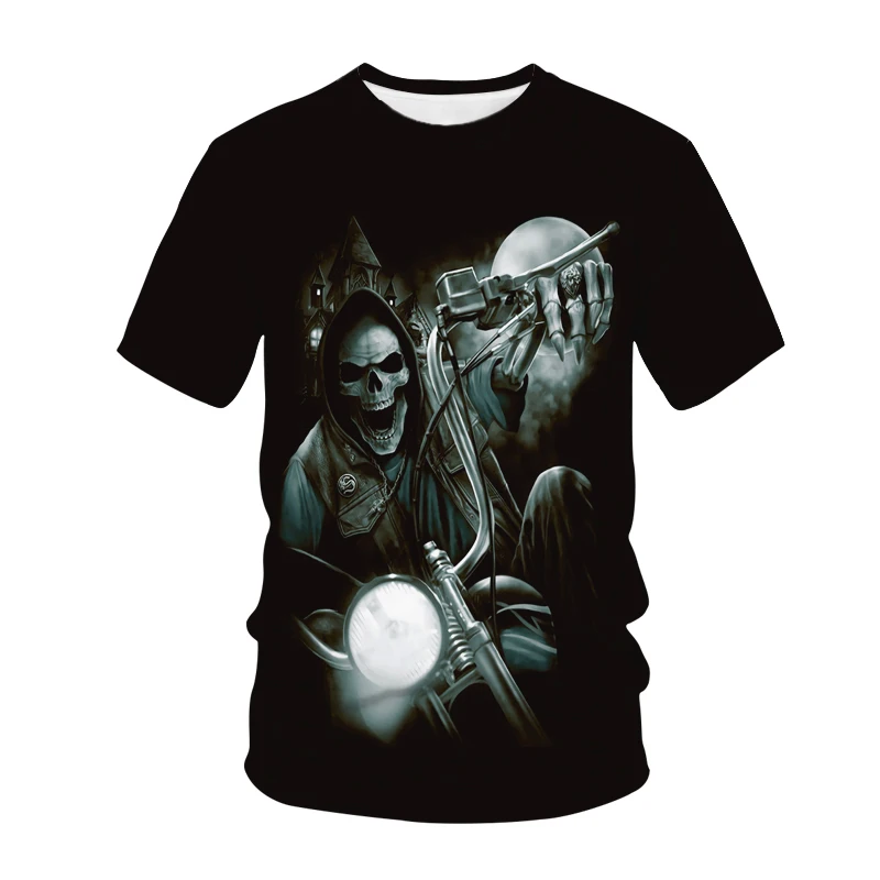 Новинка 2022 футболка унисекс крутой узор черепа с 3D принтом уличная мода K-Pop топ