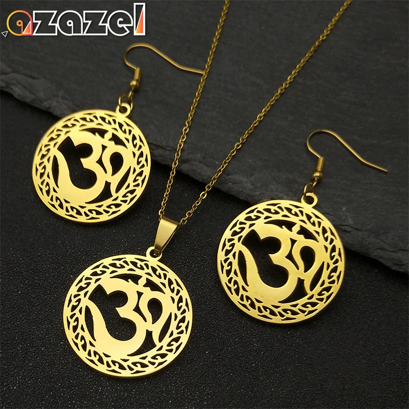Ожерелья с подвеской в виде йоги серьги для мужчин и женщин золотой цвет
