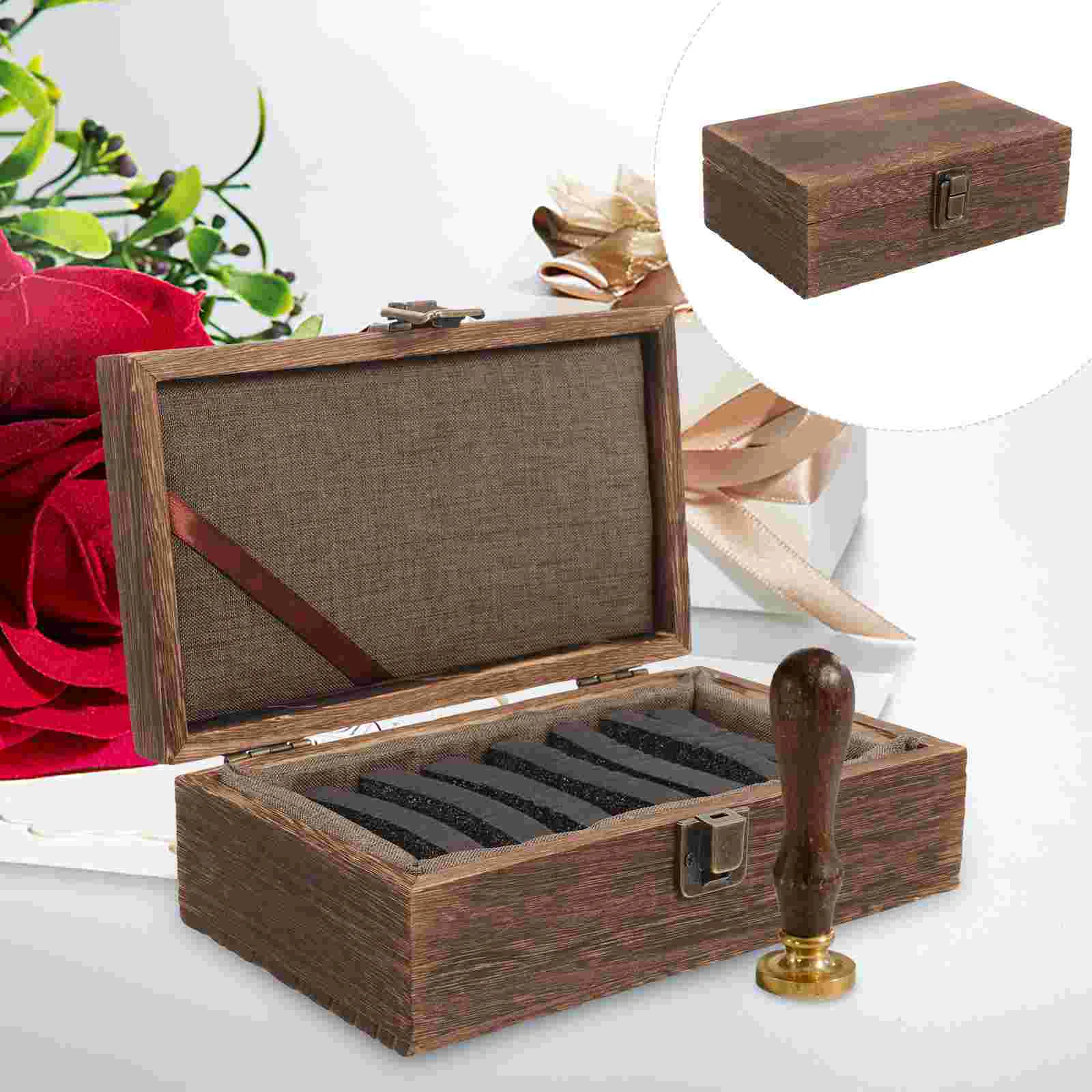 

Vintage Inkpad Box Calligraphy Inkpad Case Wood Seal Storage Box Stamp Container Wood Organizer