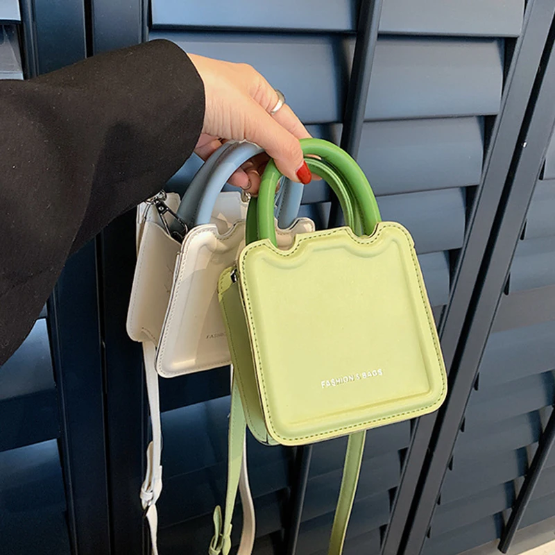 Women Solid Color Sweet Beauty Fashion Versatile Mini Bag Shoulder Female Pu Leather Handbag Cellphone Purses Ladies Satchels