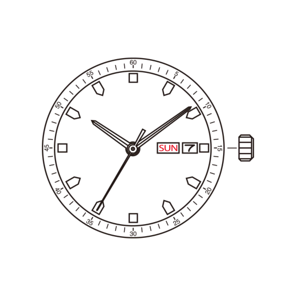 2105 movement miyota 2105 Standard movement with day-date display japan movement Spain and English 2105-20A