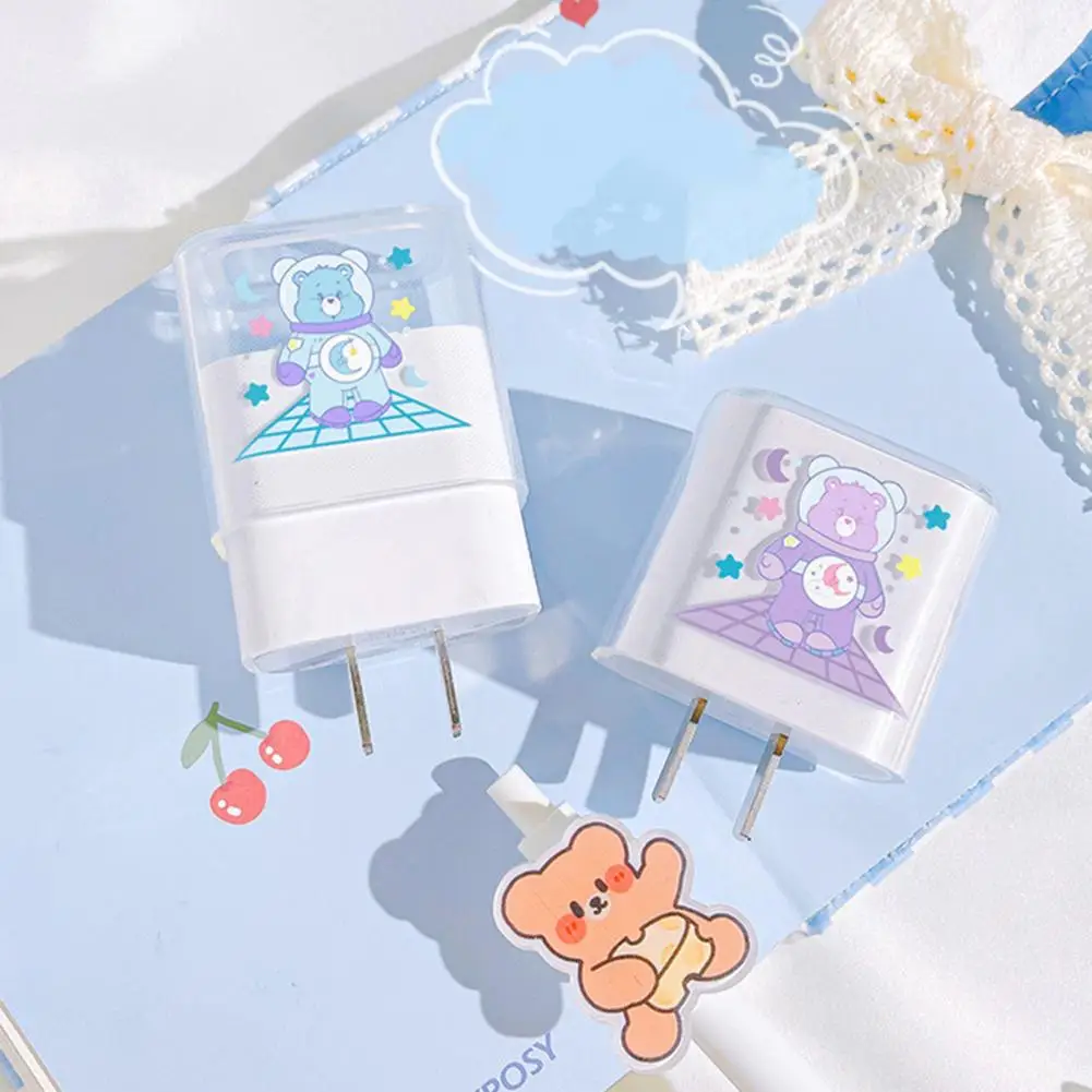 1 Set Charger Protective Case Stylish Cartoon Design PC Multifunctional Practical Data Cable Protector for iPhone 18W/20W | Мобильные