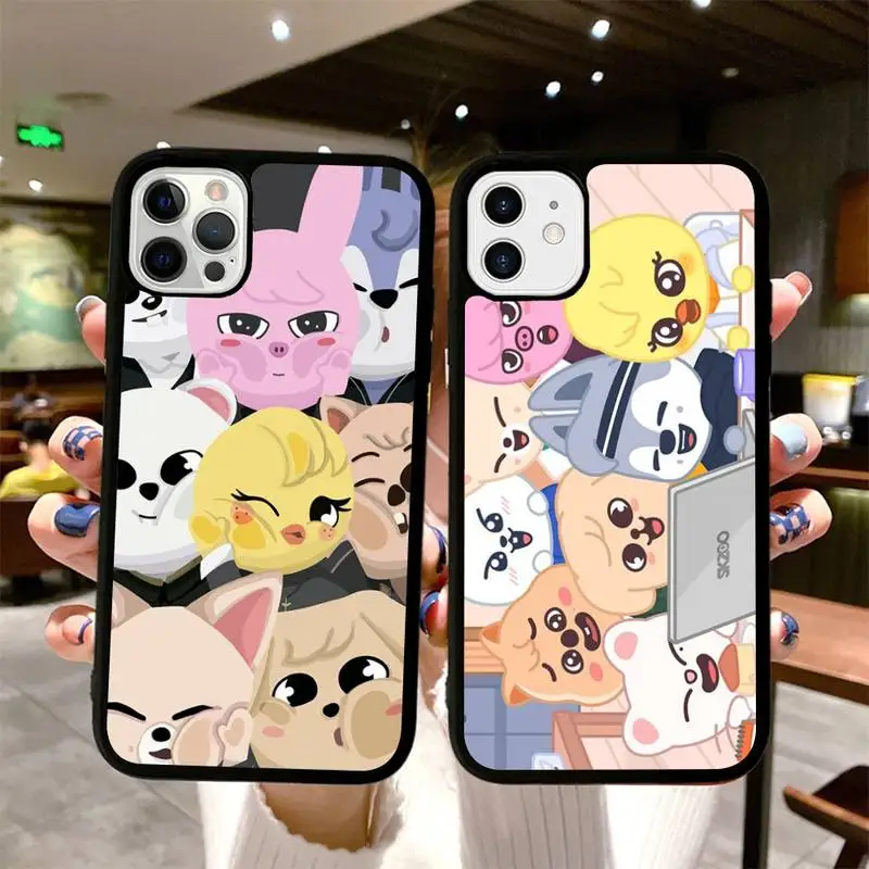 

Kpop Stray kids skzoo Phone Case Silicone PC+TPU Case for iPhone 11 12 13 Pro Max 8 7 6 Plus X SE XR Hard Fundas