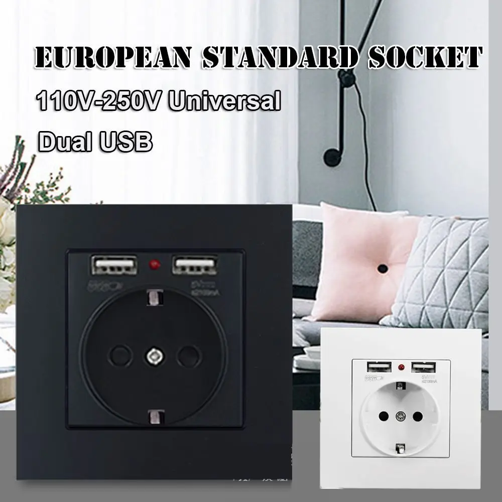 

16A французский стиль EU стандартный зарядный порт розетка с двумя USB-портами