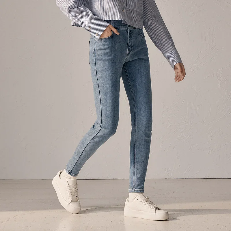 Женские джинсы с флисовой подкладкой и высокой талией на зиму