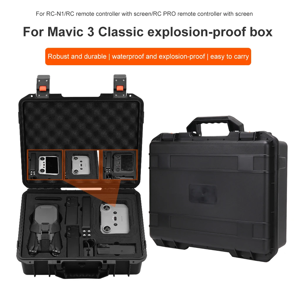 

Взрывозащищенная коробка, водонепроницаемая жесткая коробка для хранения, Защитная сумка для Mavic 3, Классический органайзер для аксессуаро...