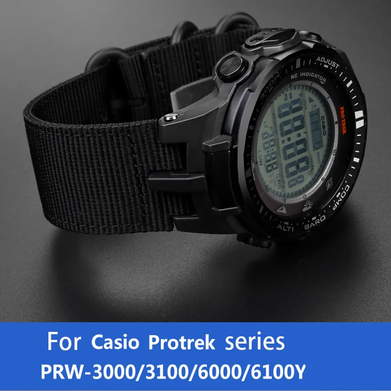 

High quality nylon watch strap for CASIO PRW3000 /3100/6000/6100y modified canvas watchband accessories men's wristband bracelet