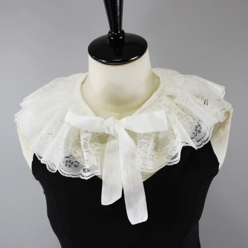

Модная кружевная накидка на плечи в стиле ренессанс с ершом и рюшами с искусственным воротником, шаль D46A