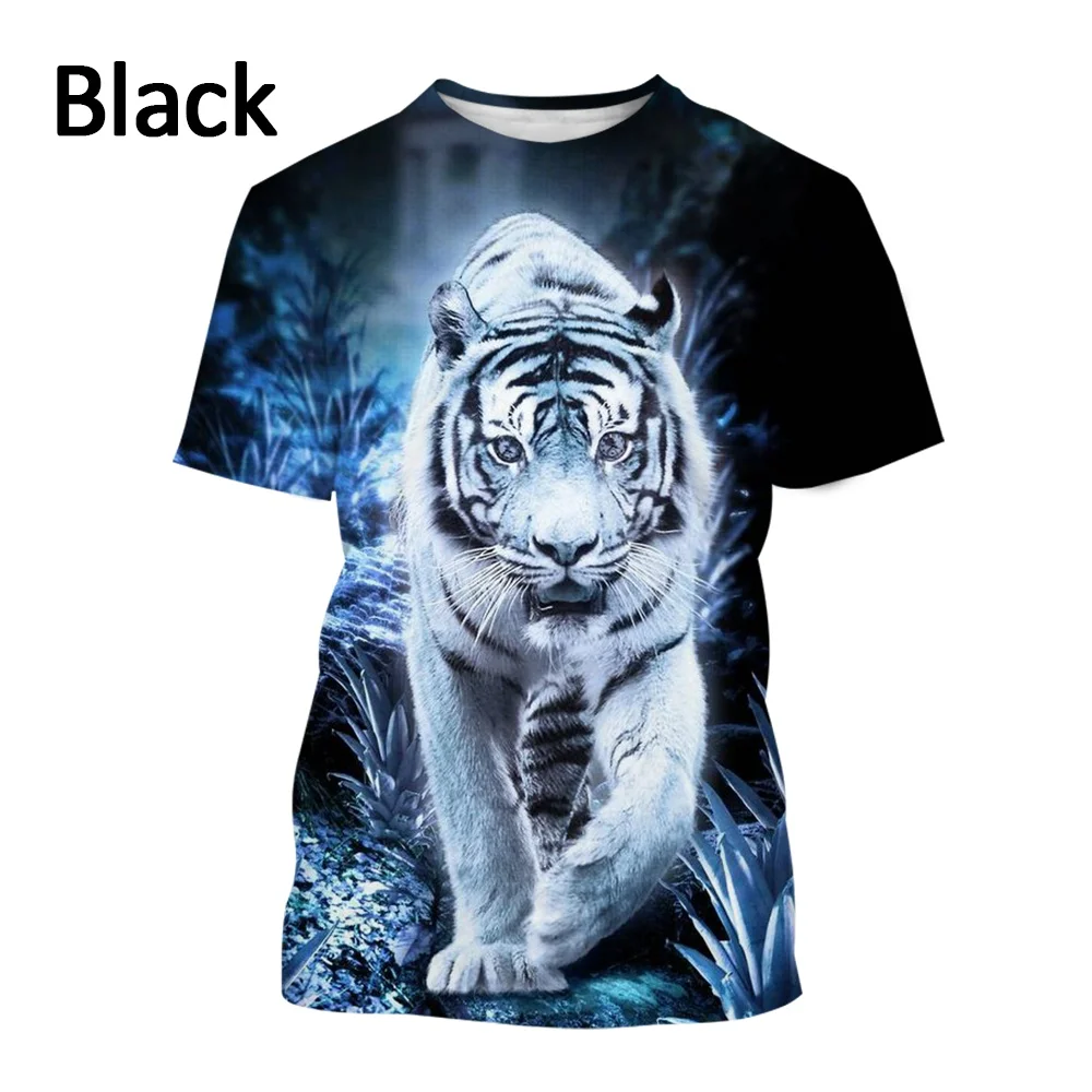 

2022 Мужская и женская летняя новая футболка с 3D-принтом тигра, летняя футболка унисекс, Модная фотография