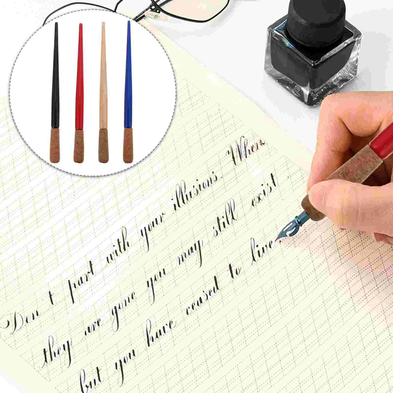 

4 Pcs Wood Holder Penholder Ink Wood Nib Calligraphy Present Gift Wooden Comic Holders