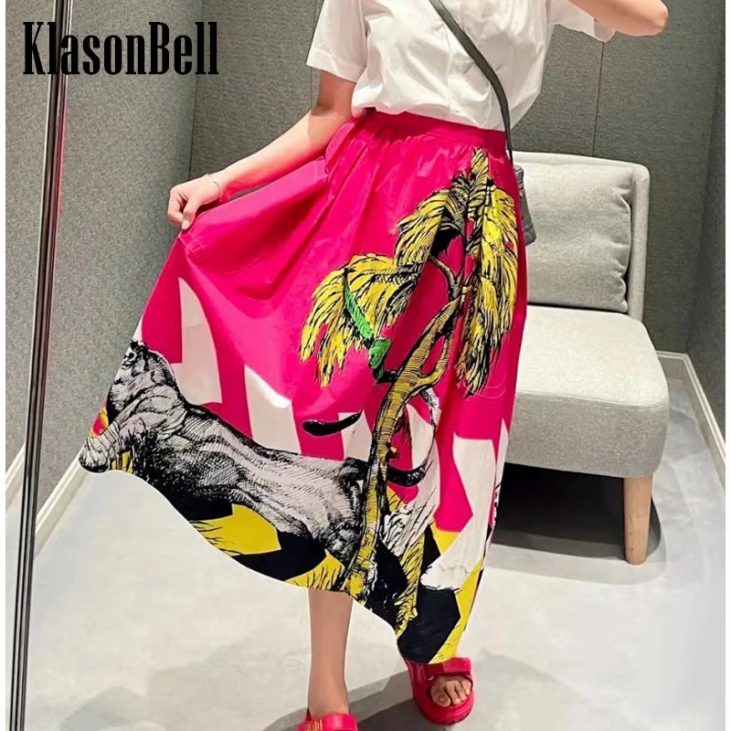 

4.13 KlasonBell Fashion Art Print Pattern Cotton Long Skirt Women