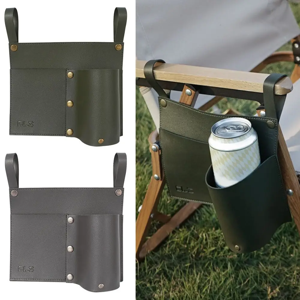 

Leather Outdoor Camping Folding Armrest Hanging Pocket Table Side Chair Storage Bag Hanging Pouch