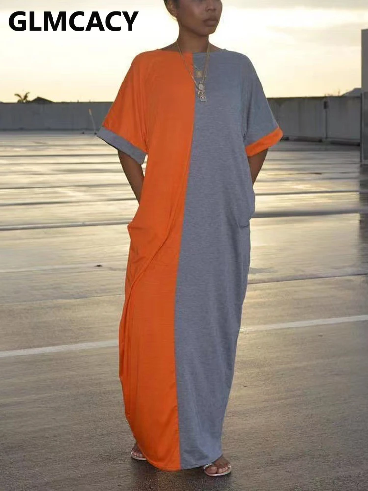 

Women Short Sleeve O Neck Casual Maxi Dress