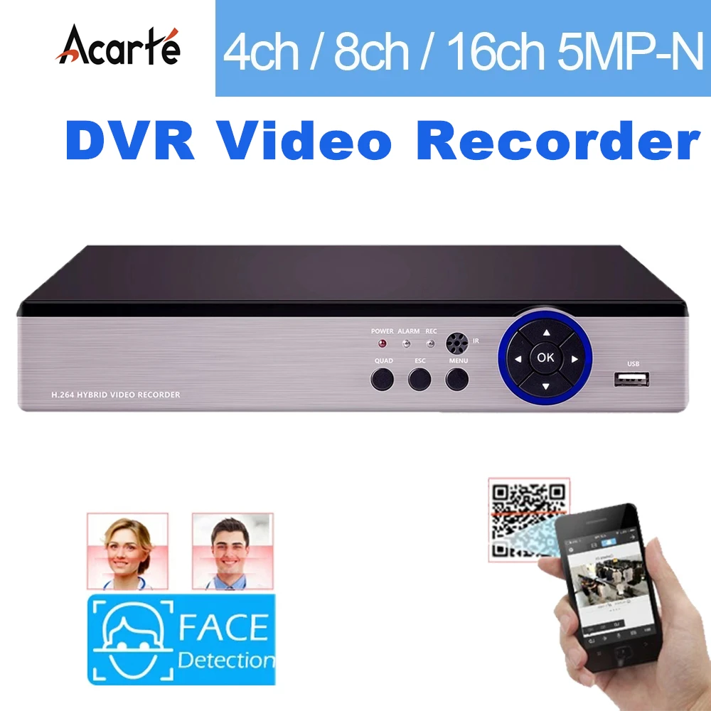 

XMeye DVR 4CH/8CH/16CH CCTV Security Video Surveillance Recorder 5MN 6 In 1 For Home Analog AHD TVI CVI IP Camera CCTV System