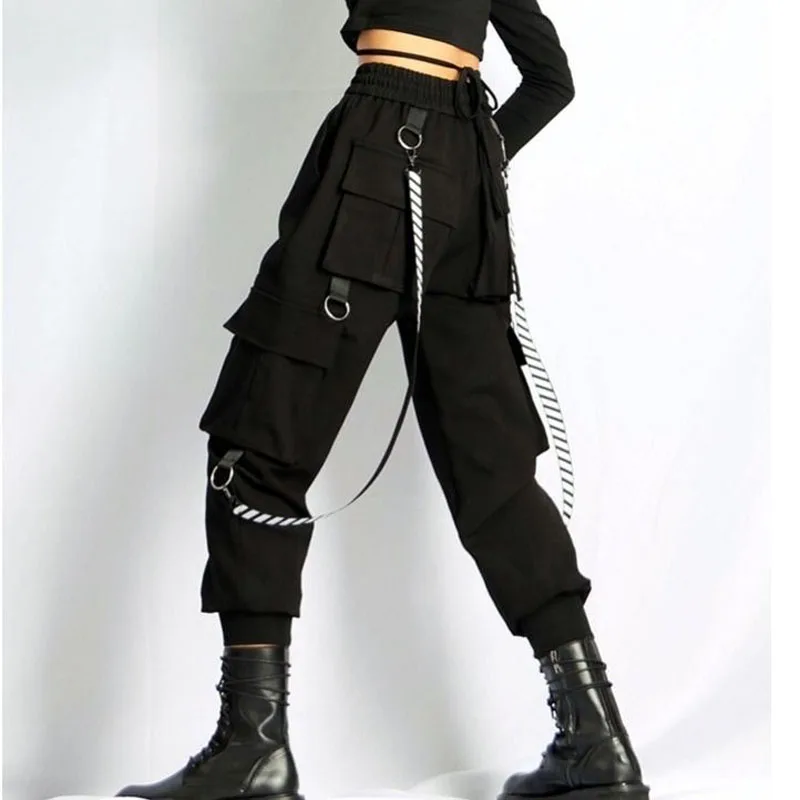 

Fashion Women Ankle-length Black Harem Pants Female Casual High Waist Drawstring Cargo Pants Ladies Loose Trousers Sweatpants