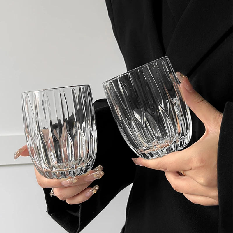 285 мл 2 шт. набор европейская стеклянная чашка в вертикальную полоску прозрачная