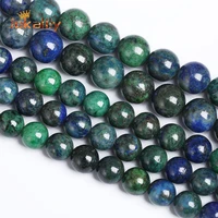 a natural chrysocolla azurite stone round loose beads for jewelry making diy bracelets necklace accessories 4 6 8 10 12 mm 15