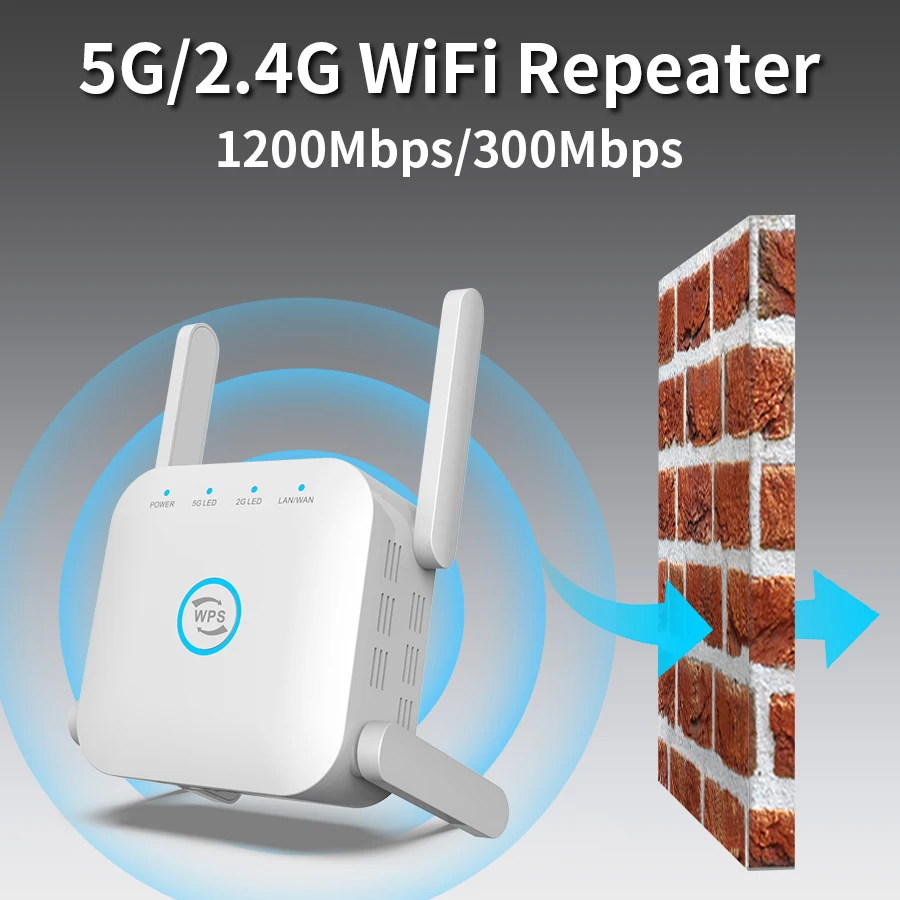 Усилитель сигнала Wi-Fi 5G повторитель удлинитель 1200 Мбит/с 300 дальний радиус
