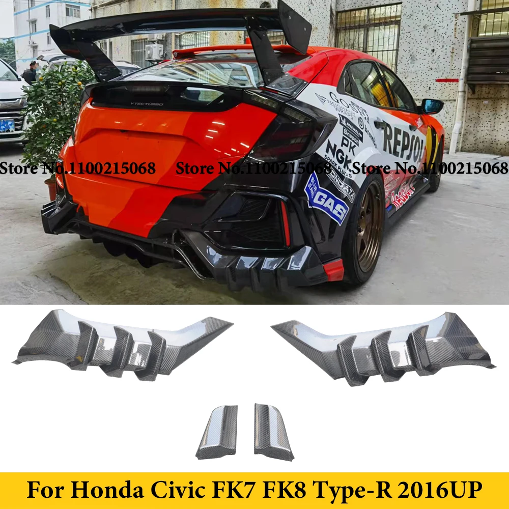 Для Honda Civic FK8 Type-R 2016UP задний бампер из углеродного волокна диффузор Стайлинг