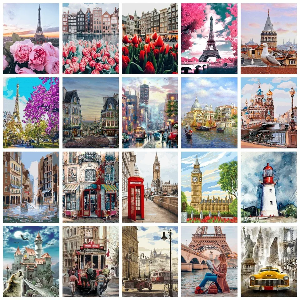 

AZQSD Drawing On Canvas landscape Flower Kits Framed 50x65cm Diy Pictures By Numbers Handpainted Home Decor Wall Art Gifts