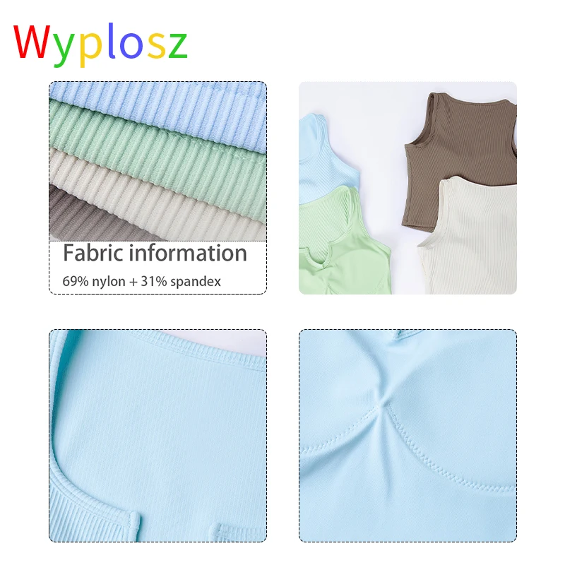 Wyplosz Sexy V Neck Sport Fitness Vest Women Padded Push Up Training Workout Yoga Tops Length Sleeveless Shirts Middle Strength