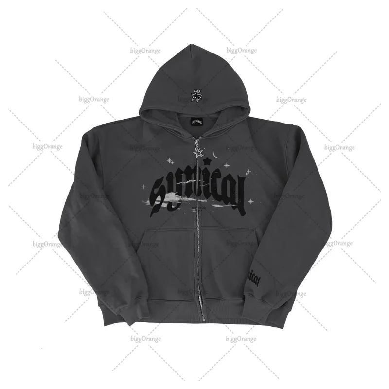 

Толстовка Y2K мужская оверсайз с капюшоном, на молнии, с монограммой