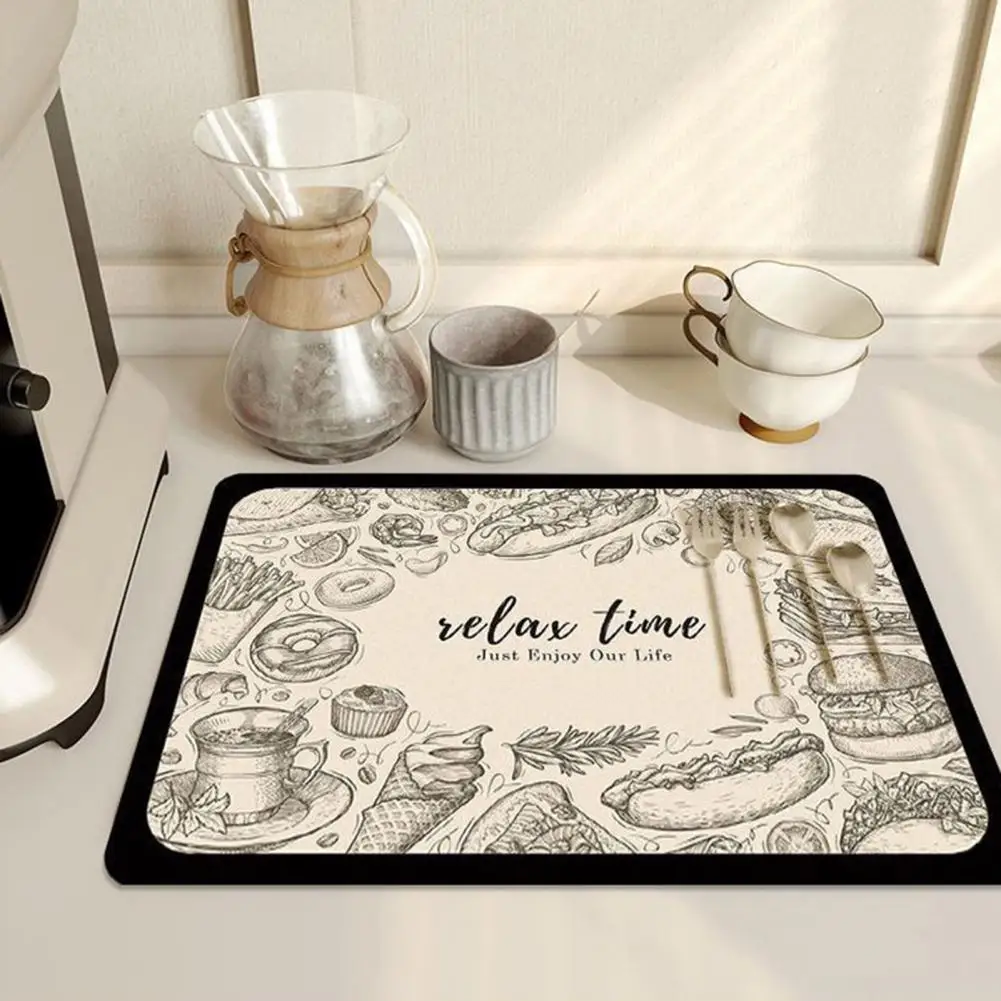 

Coffee Mat Easy to Clean Anti-deformed Coffee Bar Countertop Hide Stain Drying Mat Reusable Coffee Bar Mat Kitchen Gadget