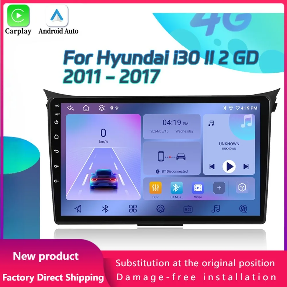 Для Hyundai i30 II 2 GD 2011-2017 CarPlay автомобильный радиоприемник мультимедийный видеоплеер