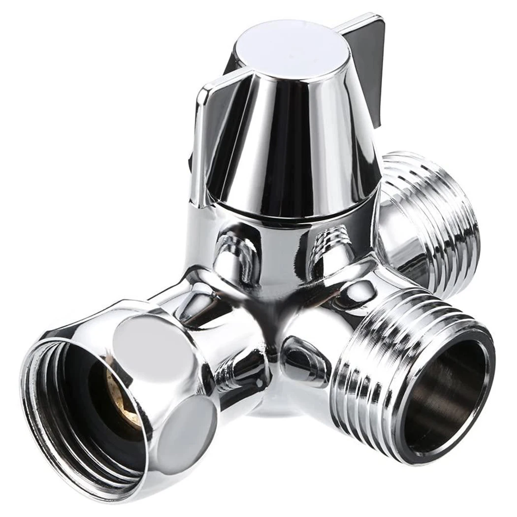 

Shower Hose Splitter Brass 3 Way Diverter 1/2 Inch Hand Shower T Adapter Water Valve Surface Electroplating 180° Rotating Switch