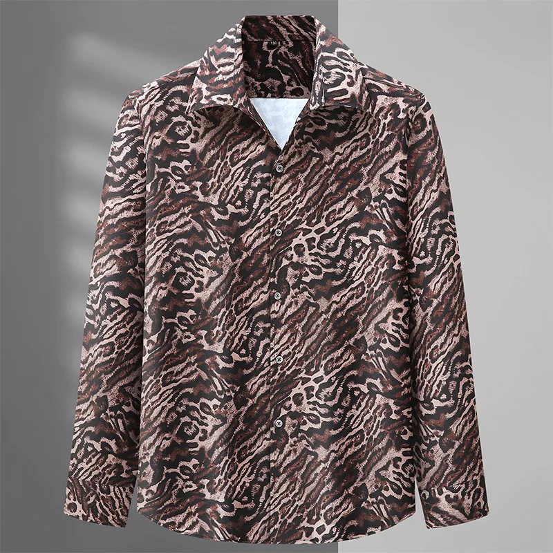 

Leopard Print Shirts for Men Clothing Blusas Camisa Masculina Ropa Camisas De Hombre Blusas Roupas Masculinas Large Size Tops