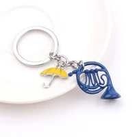 movie blue horn keychain with the same wonderland umbrella set keychain simple cute alloy key ring gift womens custom popular