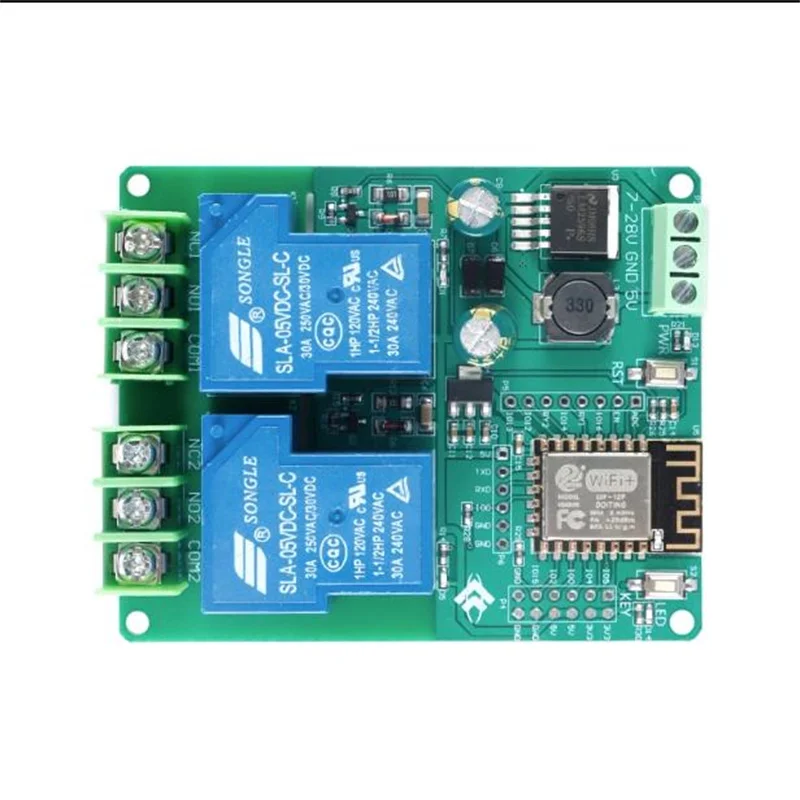 Двойной релейный модуль ESP8266WIFI, 30 А, фотоплата, дополнительная разработка, фотография, 5 В