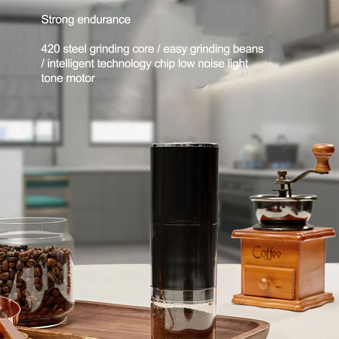 

Electric Coffee Grinder Automatic Beans Mill Portable Espresso Machine Maker Rechargeable for Home Trave Blue