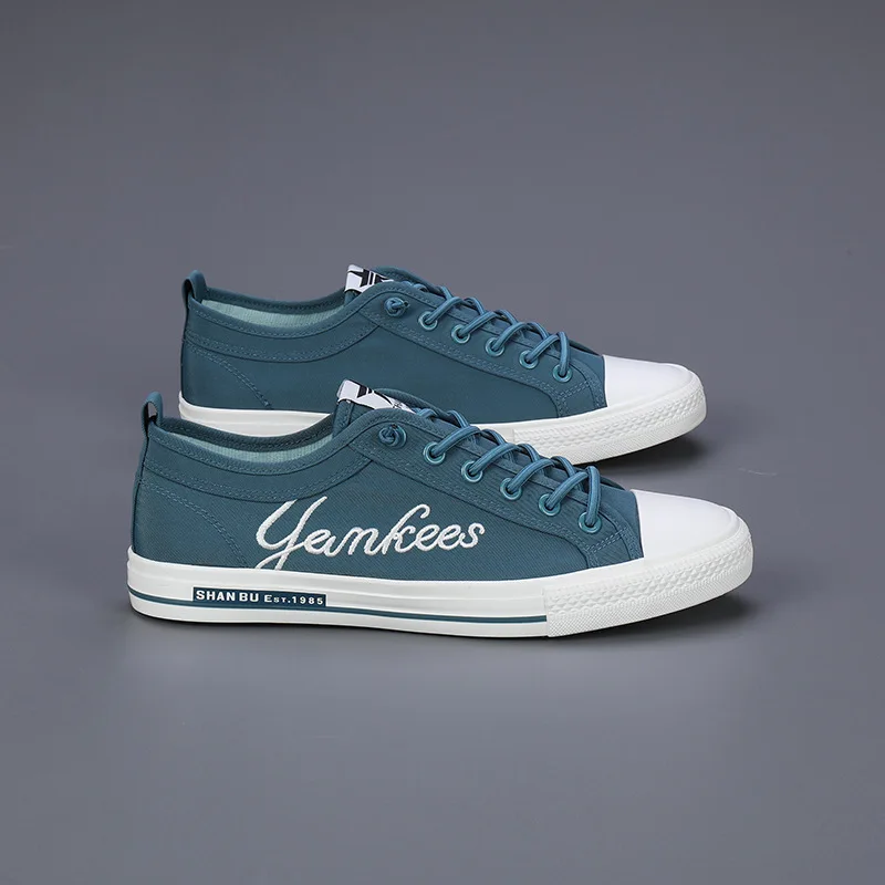 Осенние модные мужские повседневные туфли удобные холщовые кроссовки с вышивкой