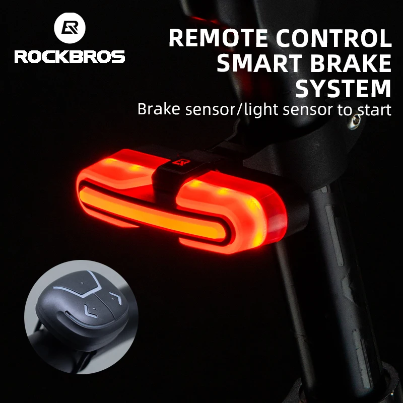 

ROCKBROS Bicycle Smart Rear Light Type-C Charging IPX6 Brake Sensor Auto Stop Cycling Taillight Warning Light Bike Accessories