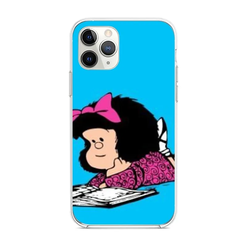 Фото Mafalda милый мультяшный чехол для телефона для девочек для IPhone 14 13 12 11 XS X 8 7 6 Plus Mini Pro Max SE 2022 мягкий прозрачный чехол для телефона №4