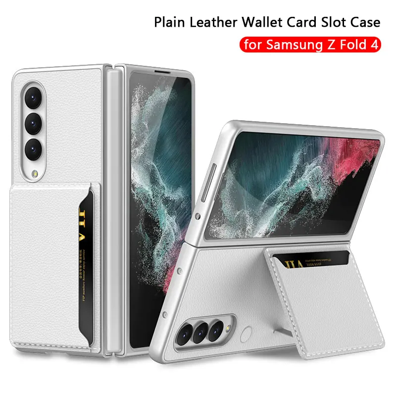 Plain Lether Ultra Thin Phone Case for Samsung Galaxy Z Fold 4 Credit card slot Holder Protection Cover Samsung Z Fold4 bag