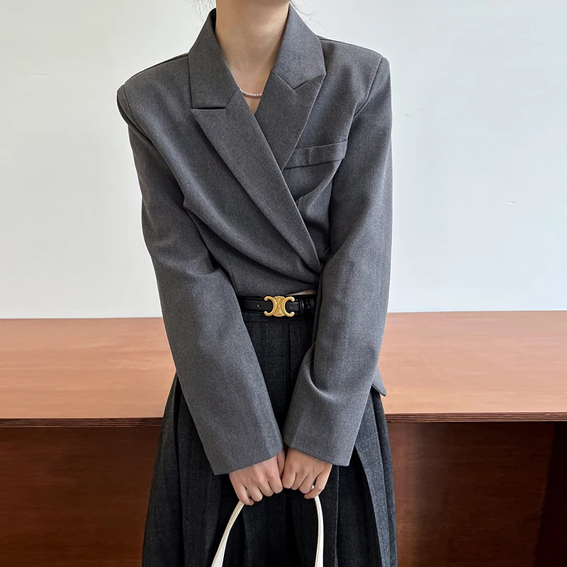 

Женский Повседневный костюм куртка модный Индивидуальный воротник с бантом сплошные прямые запонки верхняя одежда дизайн Корейская женская одежда