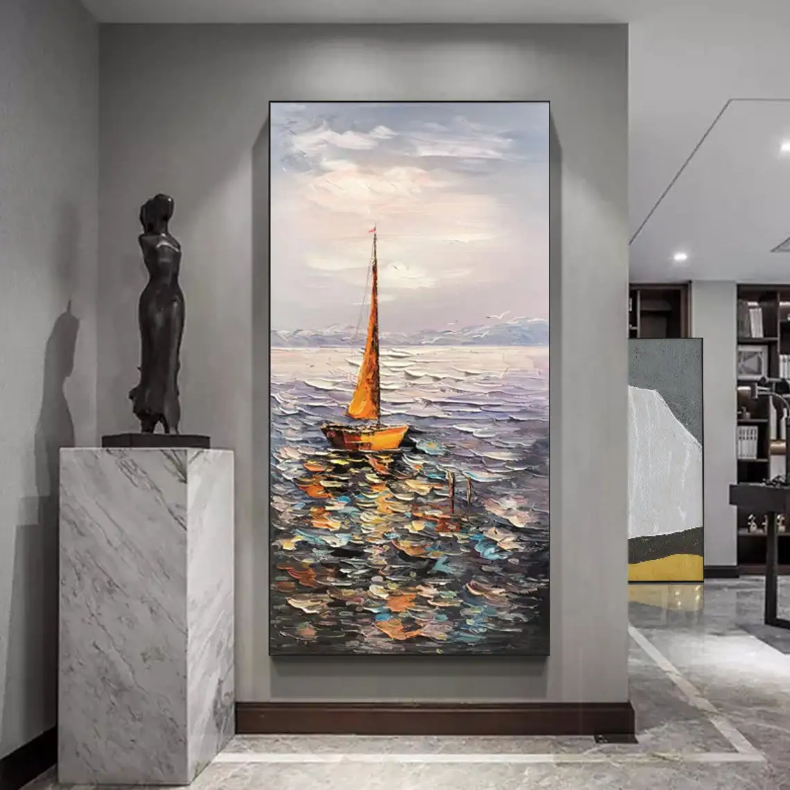 

Beach Art Australia Large Boats Ocean Art Coastal Art Beach Oil Painting Hand Painted Ocean Thick Texture Modern Home Wall Art