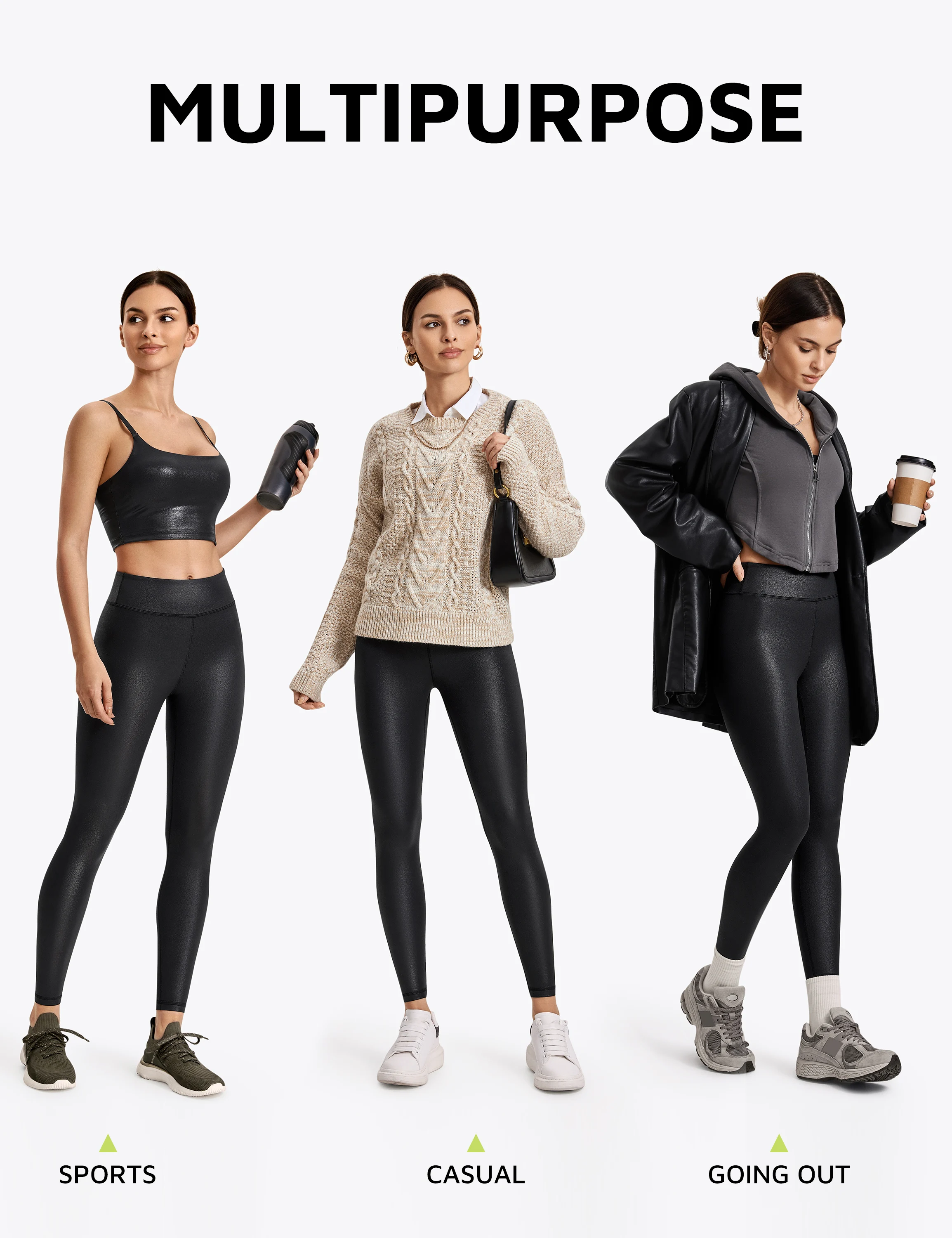 Faux Leather Leggings for Women Mermaid Shiny Workout High Waisted Tummy Control Winter Metallic 80s Yoga Pants 25