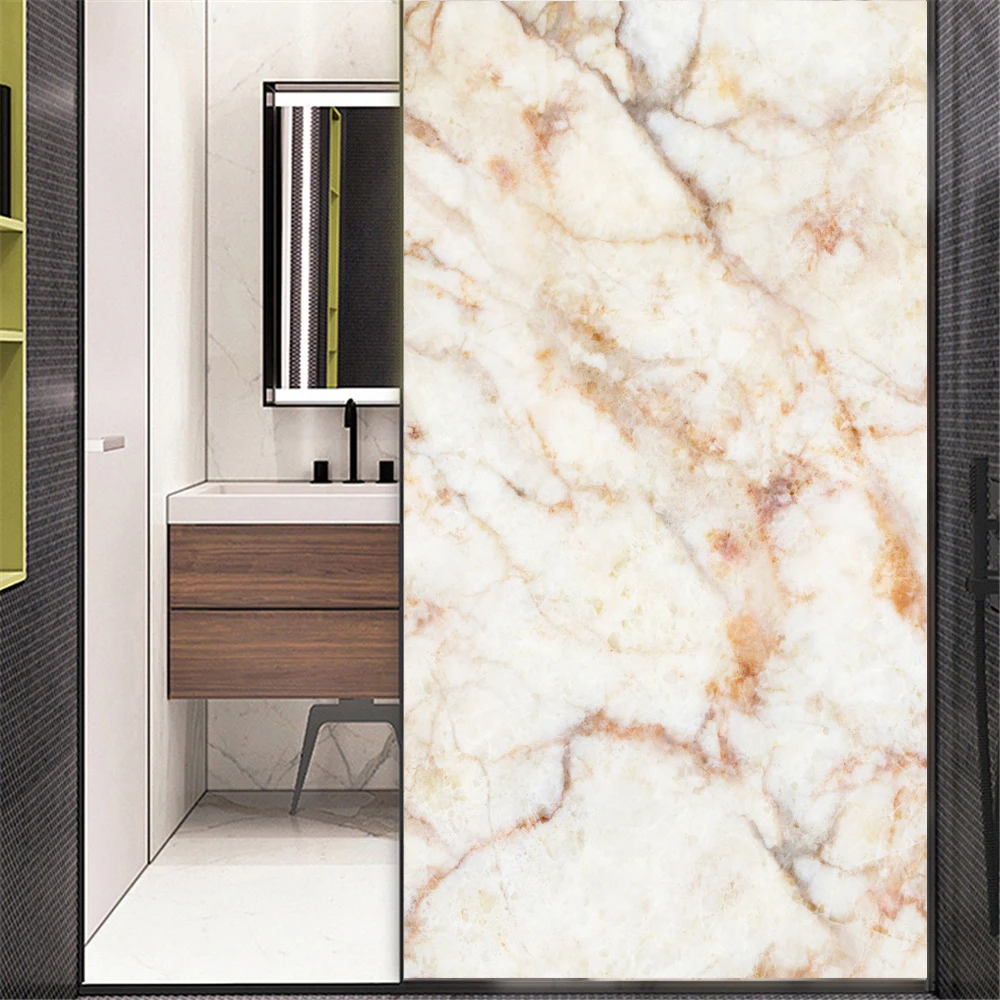 

Privacy Window Film Marble Background Decorative Glass Covering No-Glue 01Static Cling Frosted Window Stickers Window Tint 02H