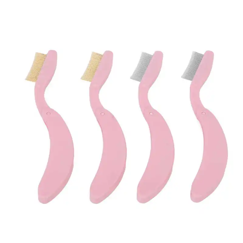 

4pcs Eyebrow Grooming Comb Folding Stainless Steel Teeth Portable Safe Arc Design Foldable Handle Eyelash Separator For Makeup