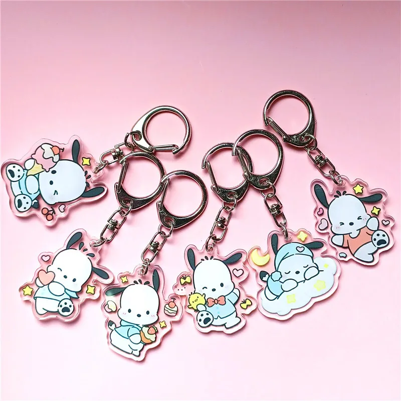 

Sanrioed Pochacco Acrylic Pendent Kawaii Anime Periphery Cute Key Chain Bag Decoration Cartoon Keyring Dashing Girls Kids Gift