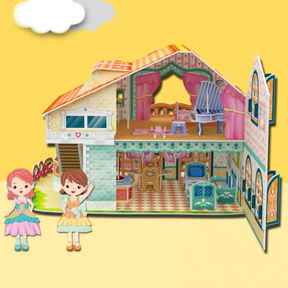 

Assemble 3D Mini Toy Dollhouse Parent-Child Paper House Furniture Puzzle Jigsaw Toy