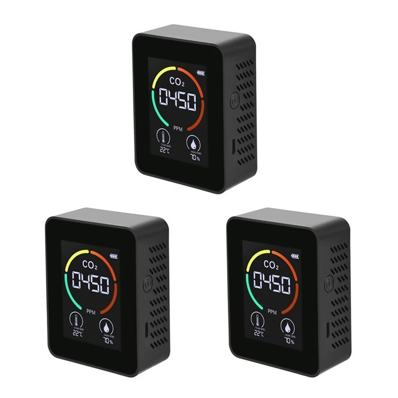 

3X Air Monitor CO2 Carbon Dioxide Detector Air Quality Temperature Humidity Monitor Fast Measurement Meter