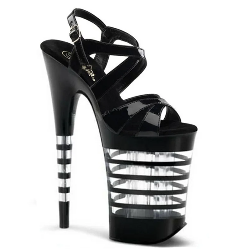 

20cm Runway Style Sexy High Heels Platform Sandals For Women Fashion Open Toe Crystal Buckle Stiletto Wedding Stripper Shoes