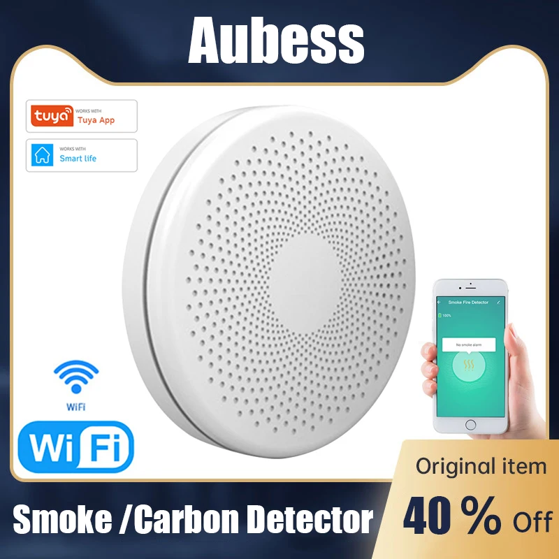 

Tuya WIFI 2 In 1 Smoke Carbon Monoxide Combo Detector CO Smoke Alarm Sensor Wireless Remote Control Home Security Protection